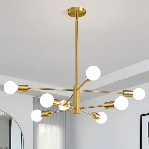 Household Living Room Chandelier Light 6/8/10/12 Lamps Heads Modern Dining Room Bedroom Gold/Black Ceiling Chandelier Lamp E27