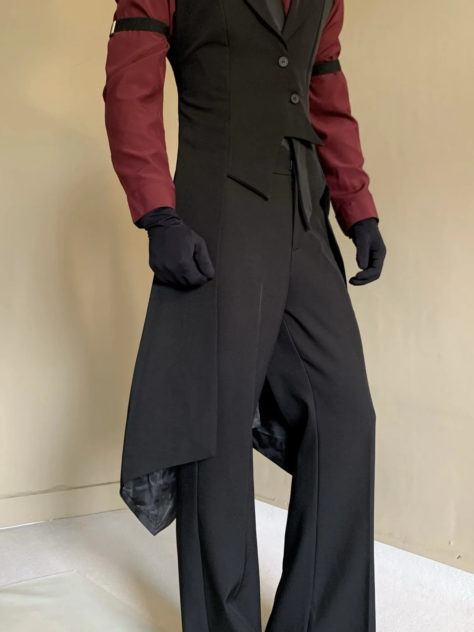 Casual Court Style Long Waist-Cinching Tuxedo Vest Tailored Tailcoat Cut Polyester Breathable Polyester Fiber Youth Male Fashion