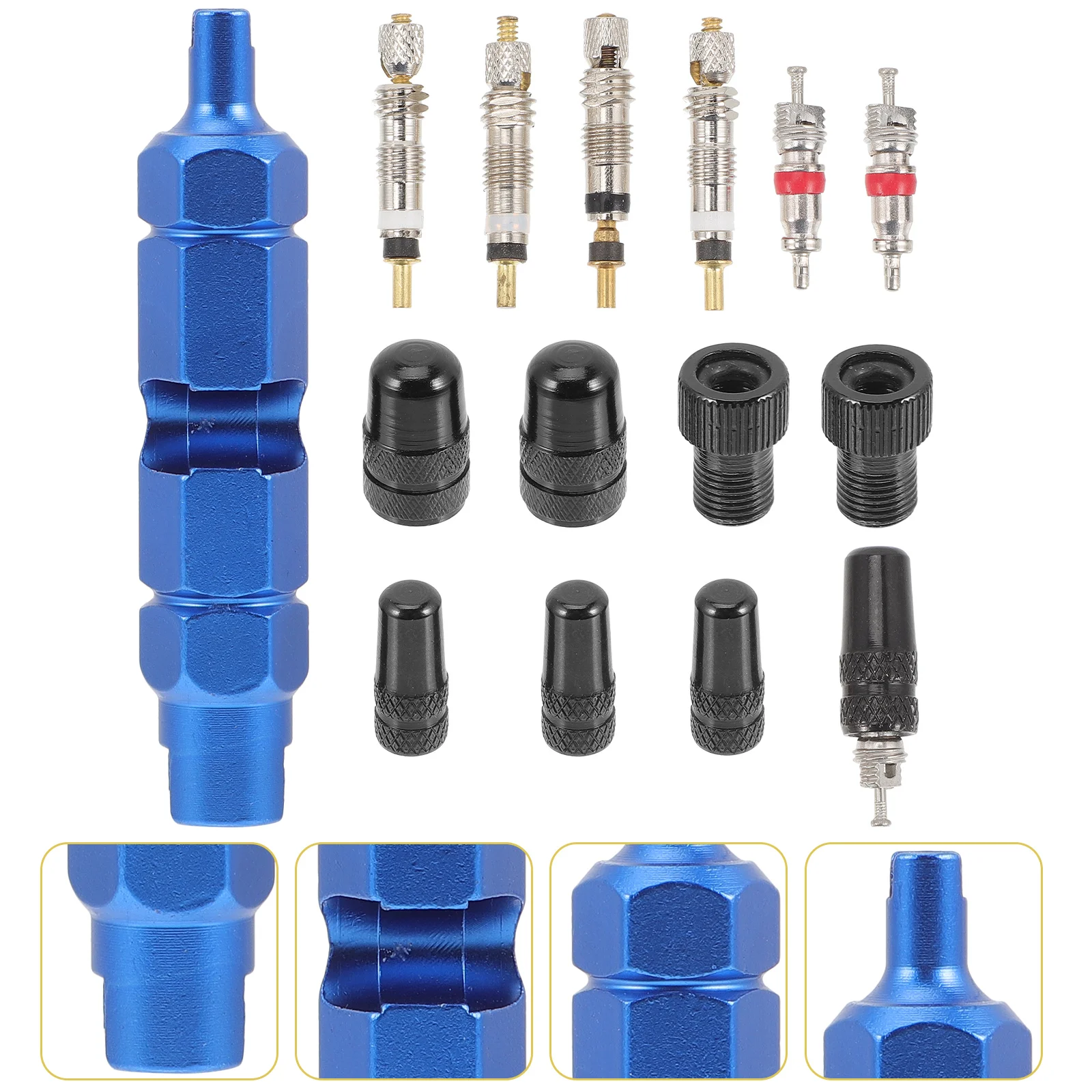 

Valve Core Kit Bike Repairing Valves Tires Riding Nozzle Caps Copper Adapter