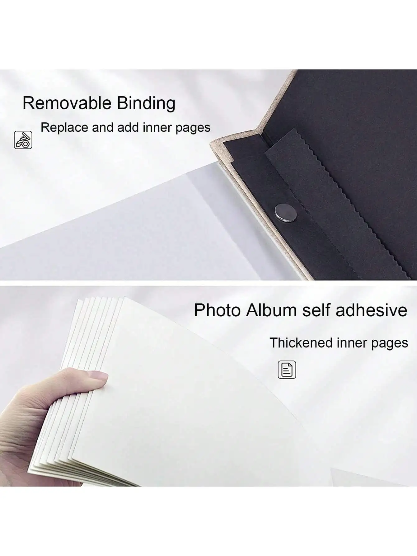 Photo Album Self Adhesive 11x10.6  Scrapbook 40 Pages Linen Cover DIY Photo Album with A Metallic Pen and DIY Accessories