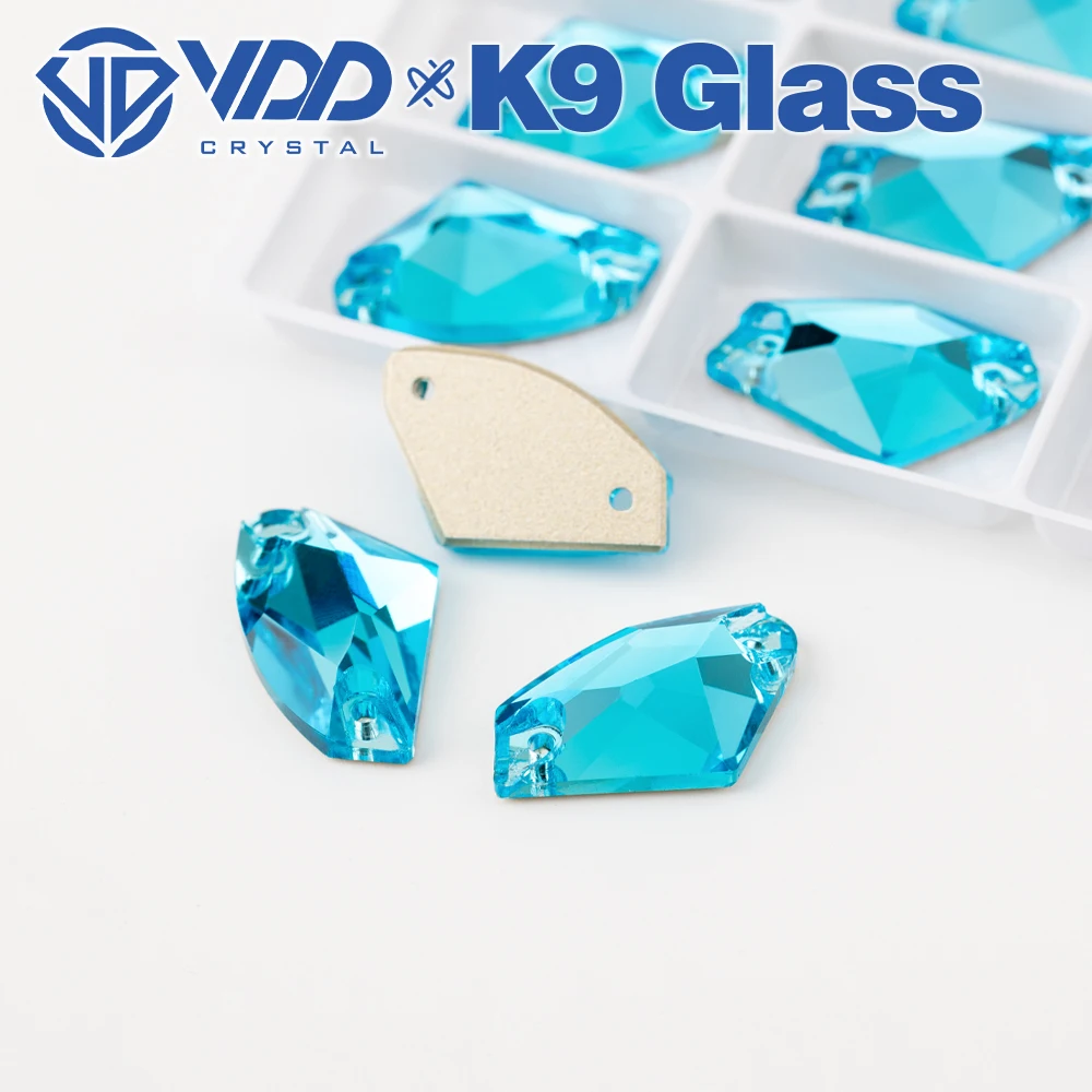 VDD S116  Aqua Blue  Galactic Top Quality K9 Glass Sew On Rhinestones Crystal Flatback Sewing Stones For Clothes Decorations