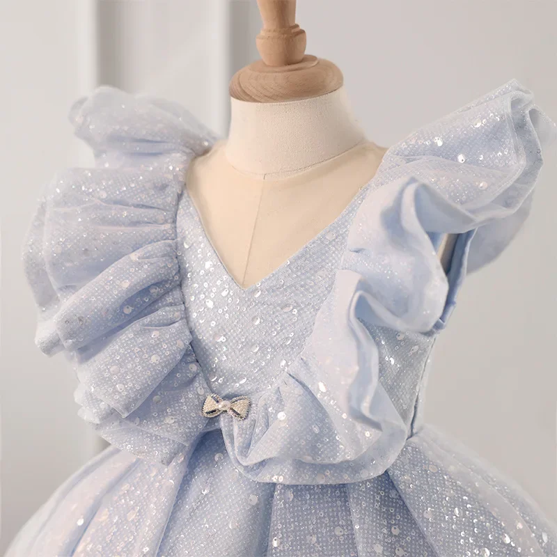 New Children\'s Princess Ball Gown Kids Piano Performance Wedding Birthday Baptism Girls Party Dresses A4031 Vestidos