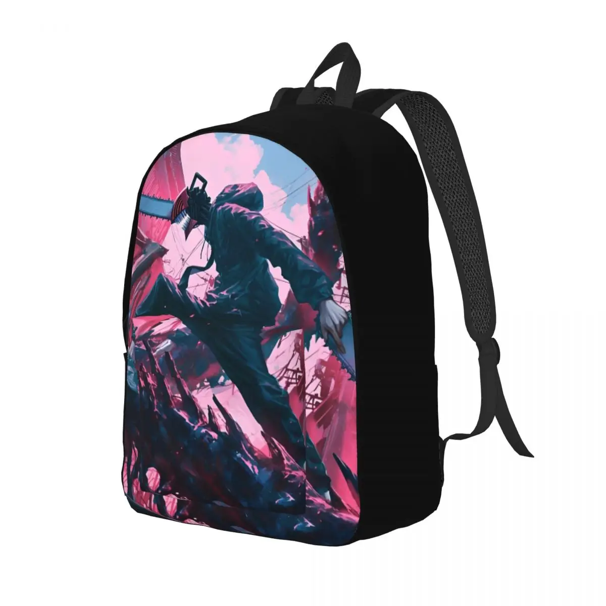 Mochila Anime Motosserra para Homens e Mulheres, Bolsas para Laptop, Escola Secundária Adolescente, Mochila de Trabalho, Presente para Homem