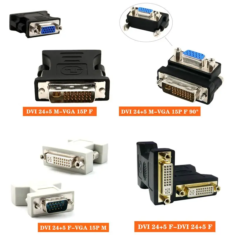 Metal Screw DVI 24+5 Male Female To VGA15P Male Female Adapter Computer Monitor Graphics Card Adapter HD High-Quality DVI To VGA