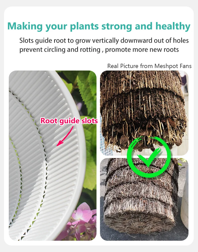 Meshpot Kunststoff Blumentopf Garten Töpfe Pflanzer mit Luft Löcher für Home Pflanzen Garten Zubehör 14cm/17cm/21cm/25cm – Detail 5