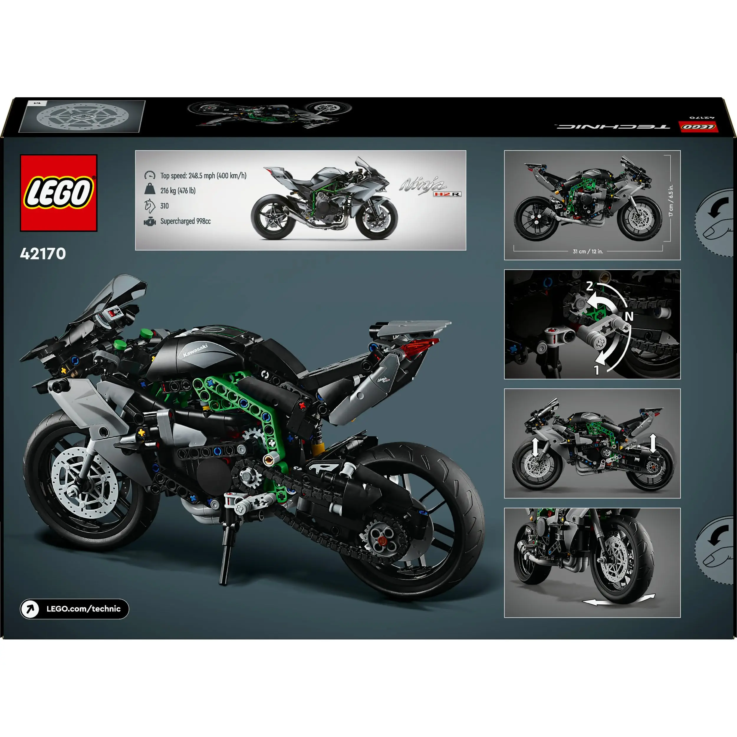 LEGO Technic Kawasaki Ninja H2R Motorcycle, Gift for Children and Adults for Birthday, Decoration, Toy 42170