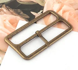 Atique Bronze Strap Buckle,2 inch Square Center Bar Buckles,Fasteners Belt Buckle,Bag Luggage Shoes Watch Straps buckle 4pcs