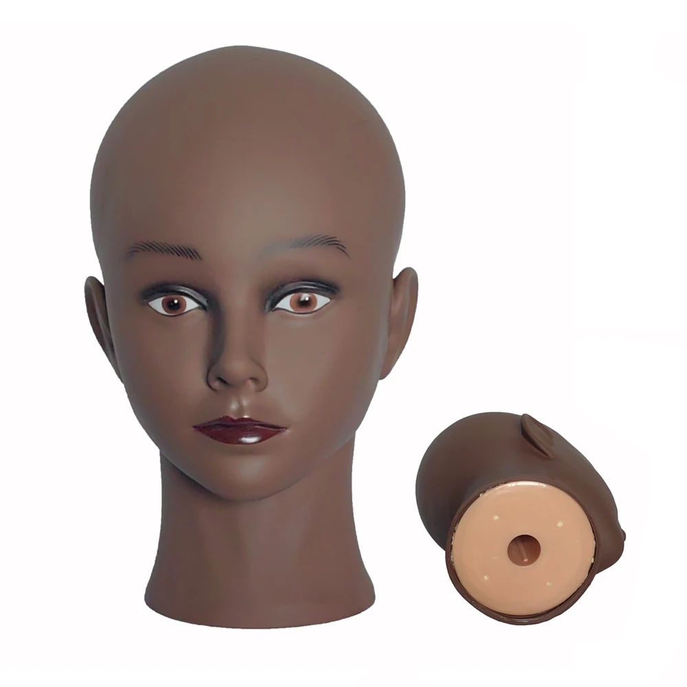 Bald Afro Mannequin Head For Making Wigs Hair Styling Professional Cosmetology Manikin African Training Displaying Dolls Head