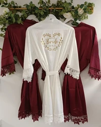 Personalised Bridesmaid Robes Bridesmaid Gifts Satin Bride Robe Lace Bridal Robes Wedding Party Bridal Robe Bride to Be Robes