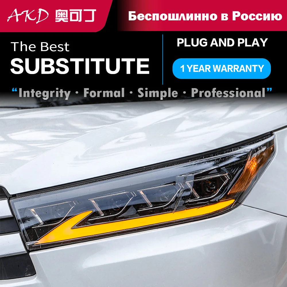 Headlight For 2018-2021 Kluger Highlander Head Lights Style Replacement DRL Daytime lights Lighthouse Projector Facelift
