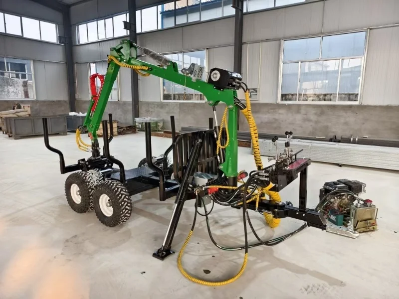 Customized EXW Price- 2 Ton ATV Crane Log Loading Trailer Grapple Pump Forestry Machinery For Timber Wood Logs Transport 1 Year