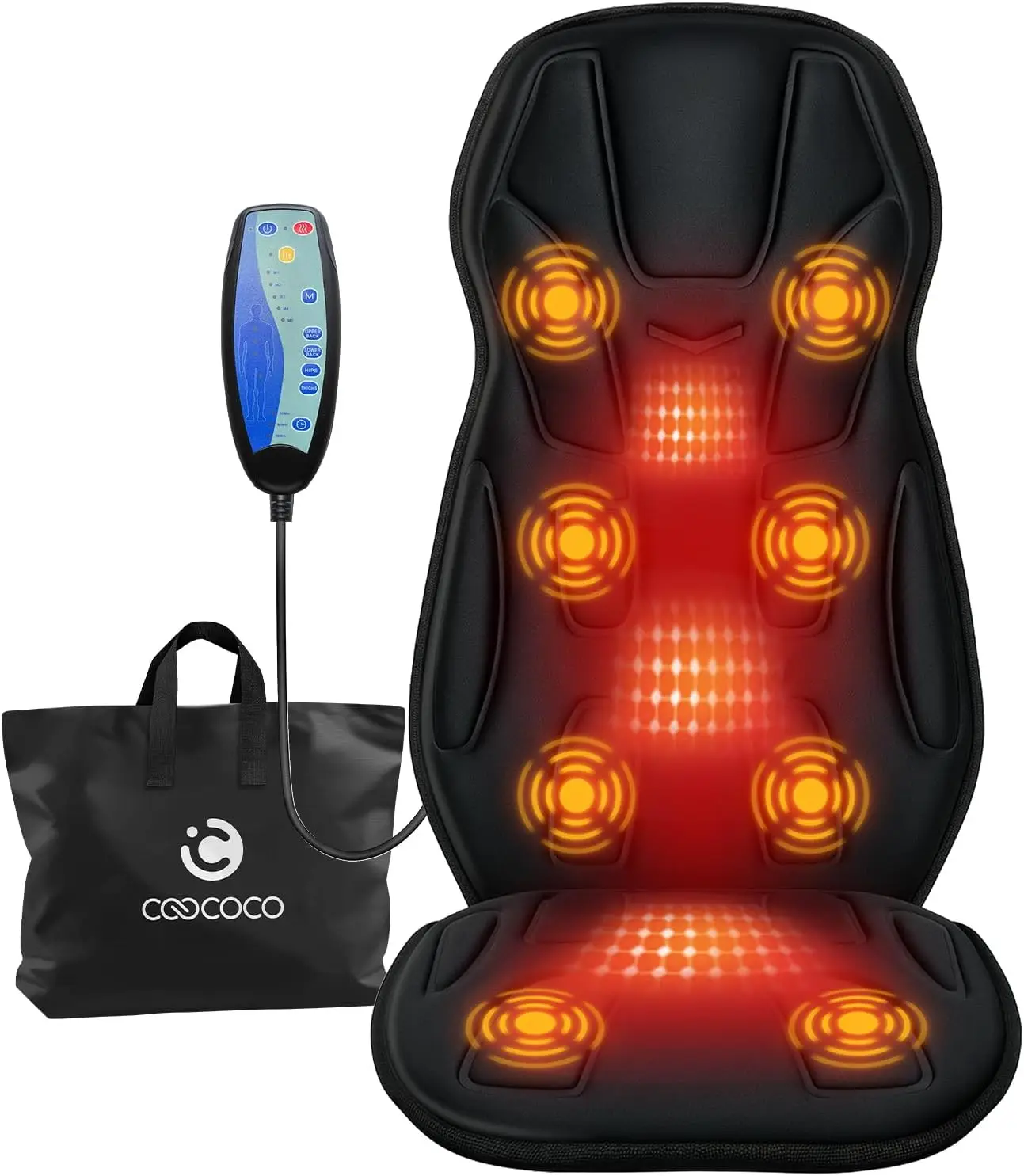 

Heated Vibration Back Massager with 8 Motors, 5 Modes & Timer - Perfect Gift for Home Office Use