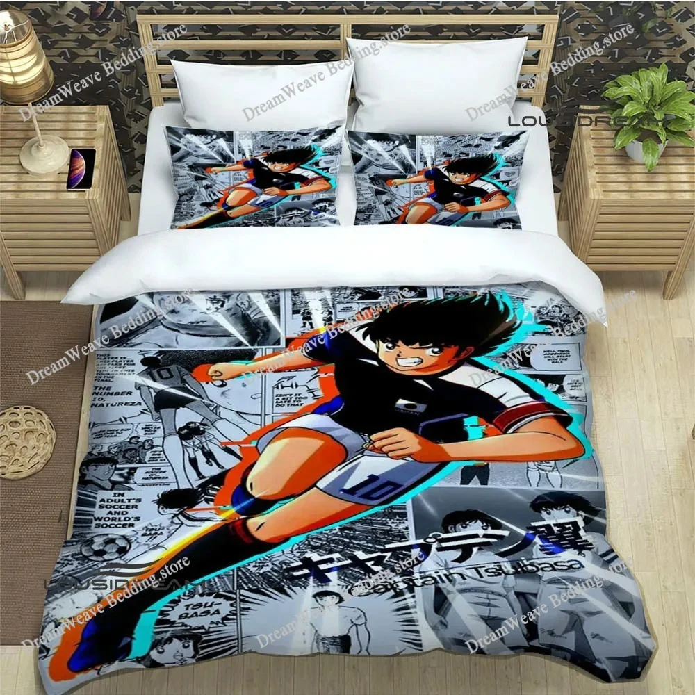 

Captain Tsubasa Duvet Cover Pillowcase Bedding Set Football Adult Boy Girl Bedroom Decoration Children Gift Single Double Size