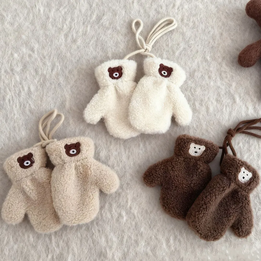 Winter Warm 2 Jahre + kinder Schal Handschuhe Set Koreanische Cartoon Bär Neue Ins Jungen Mädchen Baby