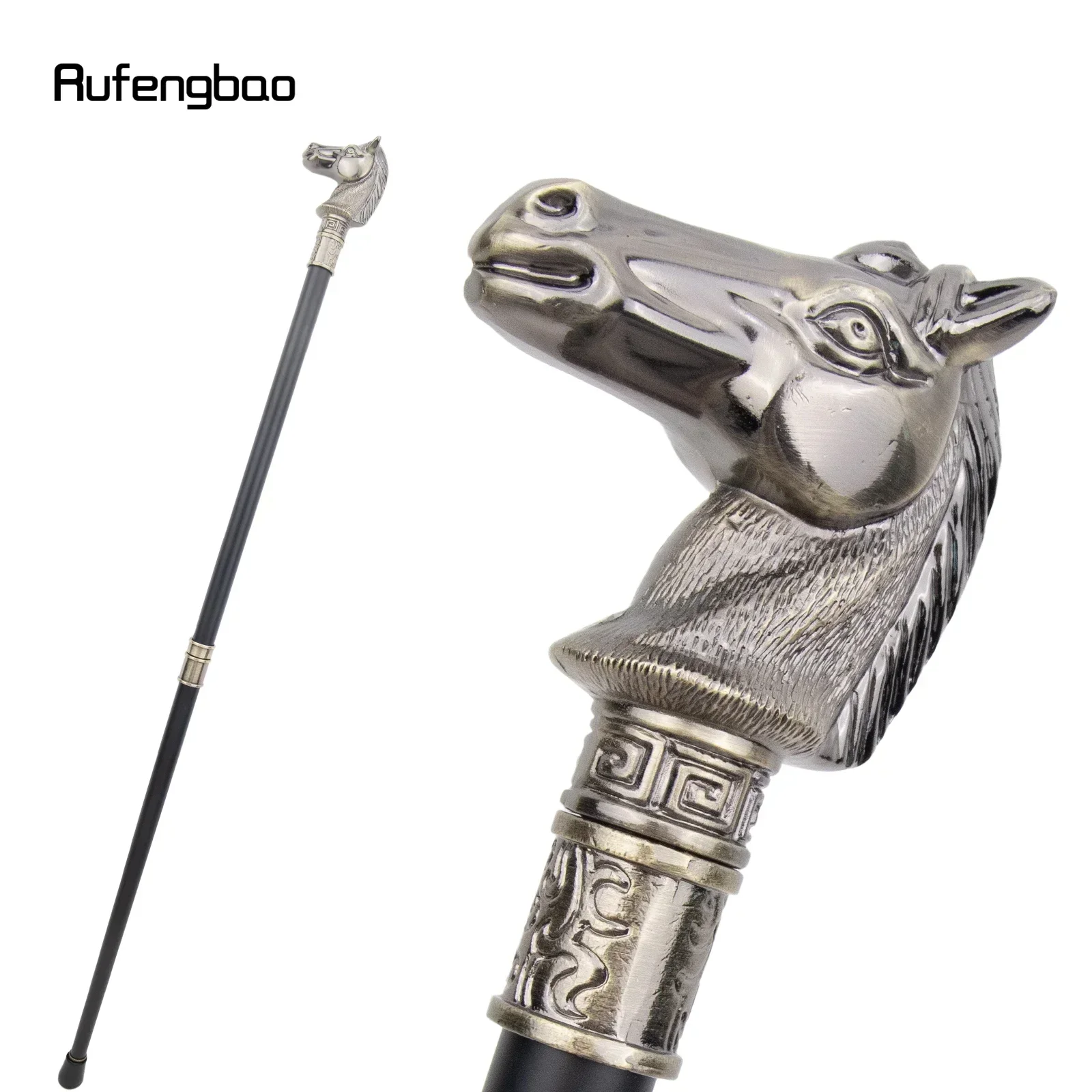 Bronze Color Race Horse Bristle Head Animal Fashion Stick Decorative Cospaly Vintage Party  Performance stage Cane  93cm