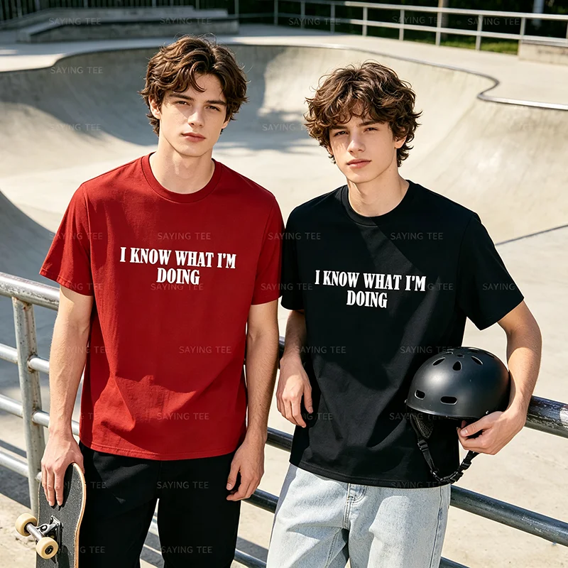 Ich weiß, was ich tue T-Shirt, Y2k Persönlichkeits-Slogan-T-Shirt, Humorvolles Kurzarm-T-Shirt aus weicher Baumwolle, Neuartiges Geschenk für Freunde – Detail 3