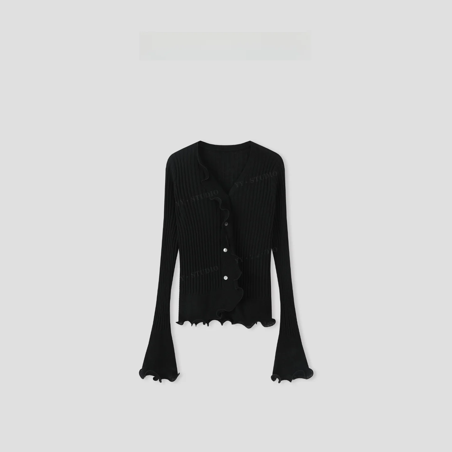 

Весенне-летний универсальный вязаный топ Yanyan с длинным рукавом и кружевной отделкой, повседневный, свободного кроя, из теплой шерстяной смеси, стандартной длины