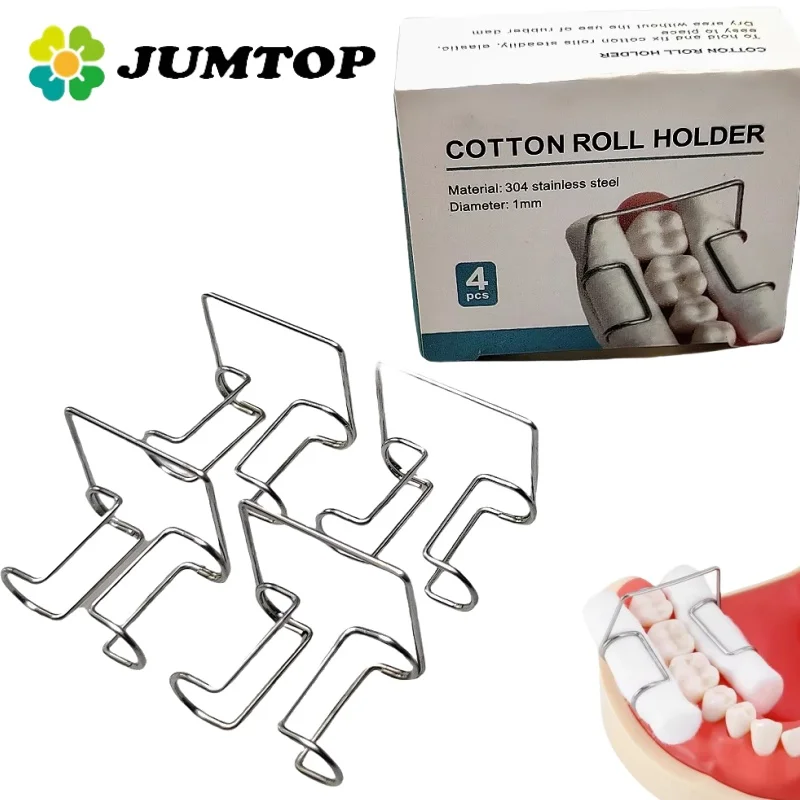 

JUMTOP 4 шт. стоматологический ортодонтический зажим для ватного рулона из нержавеющей стали, автоклавируемый держатель для ватных рулонов, стоматологические лабораторные инструменты
