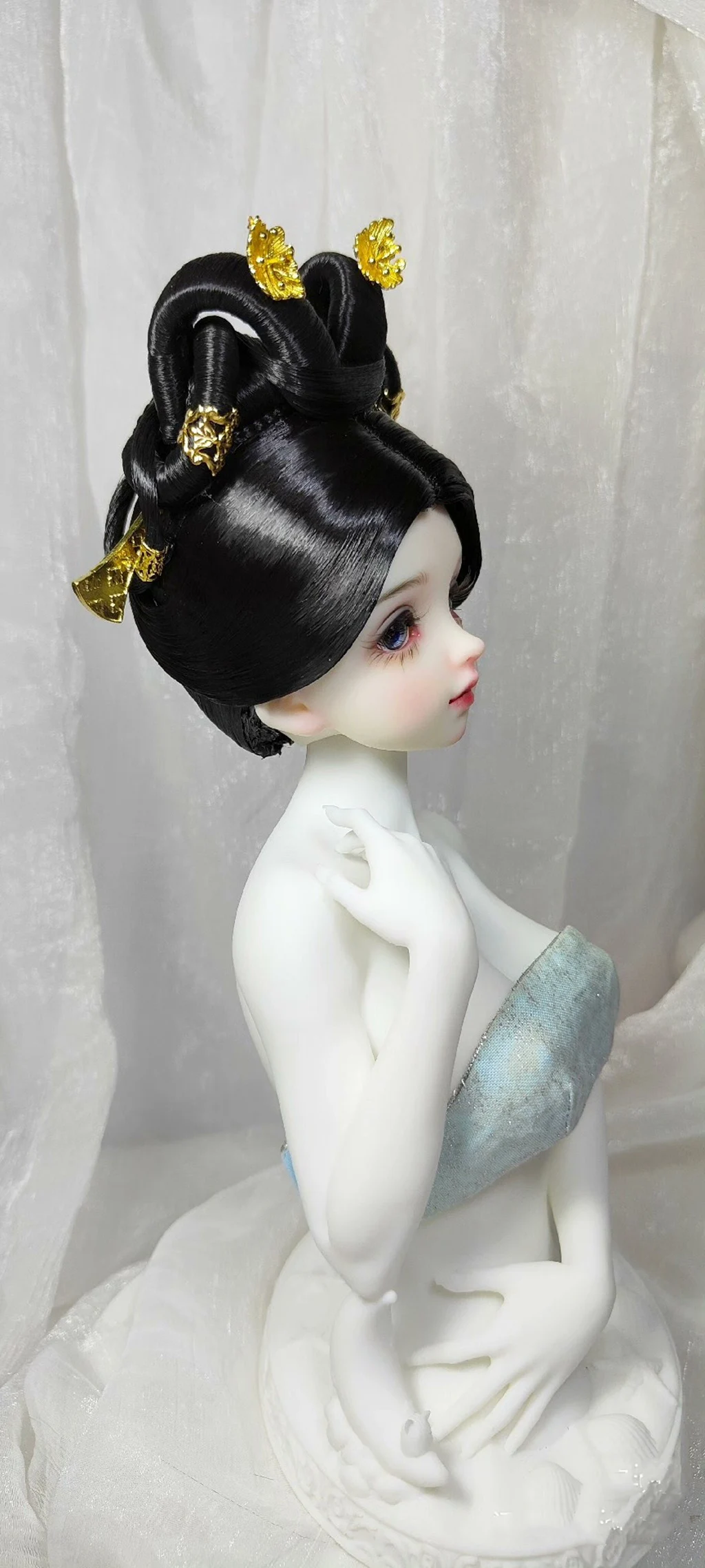 Peruka BJD w skali 1/4 1/3, starożytny strój, chiński Hanfu, włosy wróżki, peruki retro dla BJD/SD MSD SD13, akcesoria dla lalek dziewczęcych SSDF, C2286