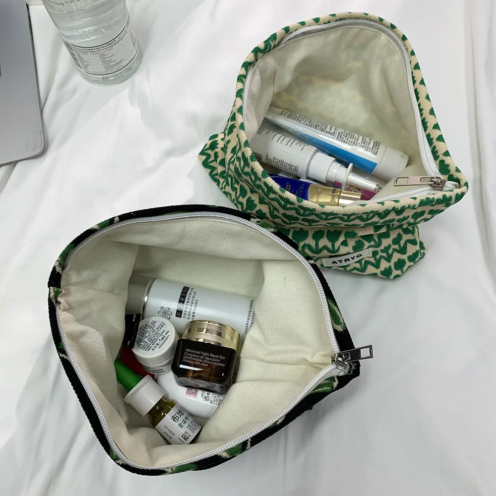 1 Stück florale Kosmetiktasche – Reise-Make-up-Organizer mit großem Fassungsvermögen und exotischem Blatt-Design – faltbares Geburtstags-Festival-Geschenk – Detail 2