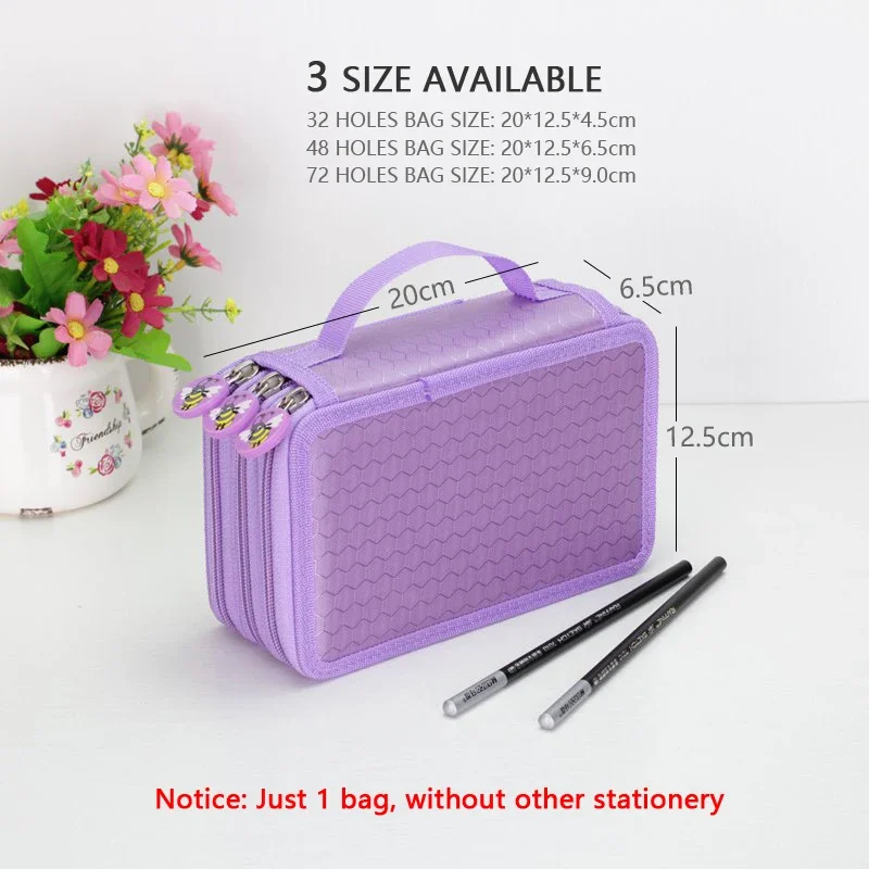 32/48/72 Holes Pencil Case for Colored Pencils Multifunction Large Capacity Art Drawing Pen Storage Bag School Stationery