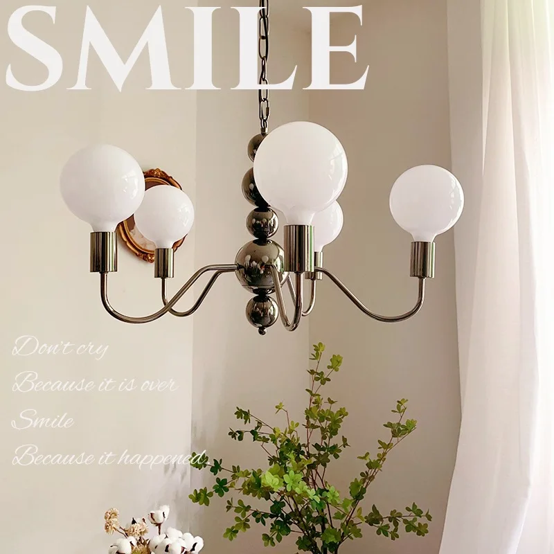 

Shiny Black Ball Chandelier French Minimalist North American Retro Lamp in the Living Room Designer Middle Ancient Minimalist Re