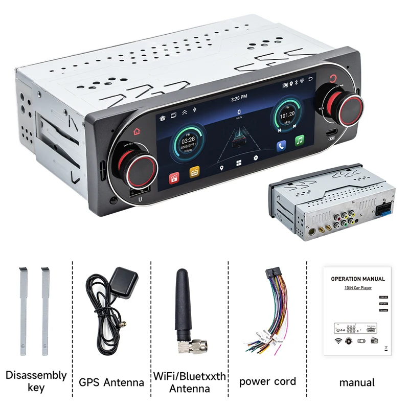 PHYEE 1 Din راديو Carplay اللاسلكي للسيارة Andorid، نظام ملاحة GPS، بلوتوث، Android-Auto، Wifi، FM RDS، شاشة لمس 5 بوصة، B5006 #6