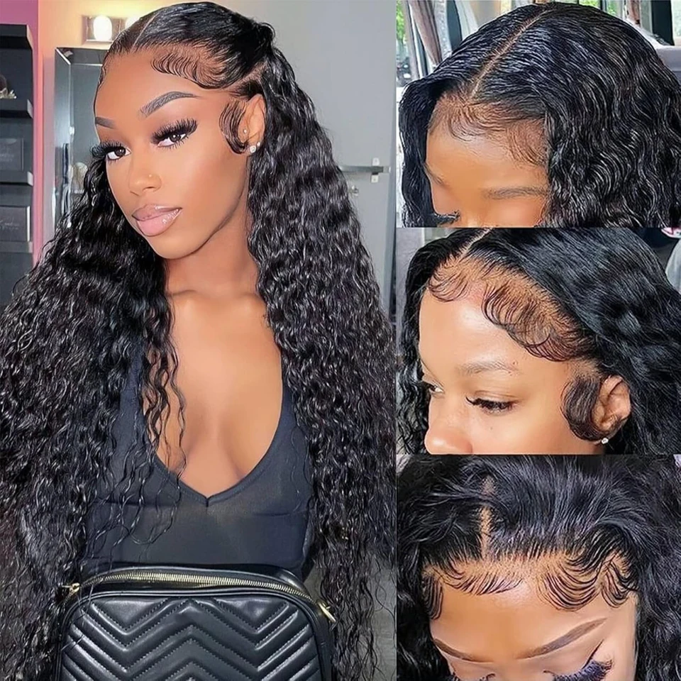 Karyssa Deep Wave 13x4 4x4 HD Lace Frontal Perücke mit natürlichem Haaransatz, vorgezupft, lockiges Echthaar, 220 % Dichte, für Frauen – Detail 3