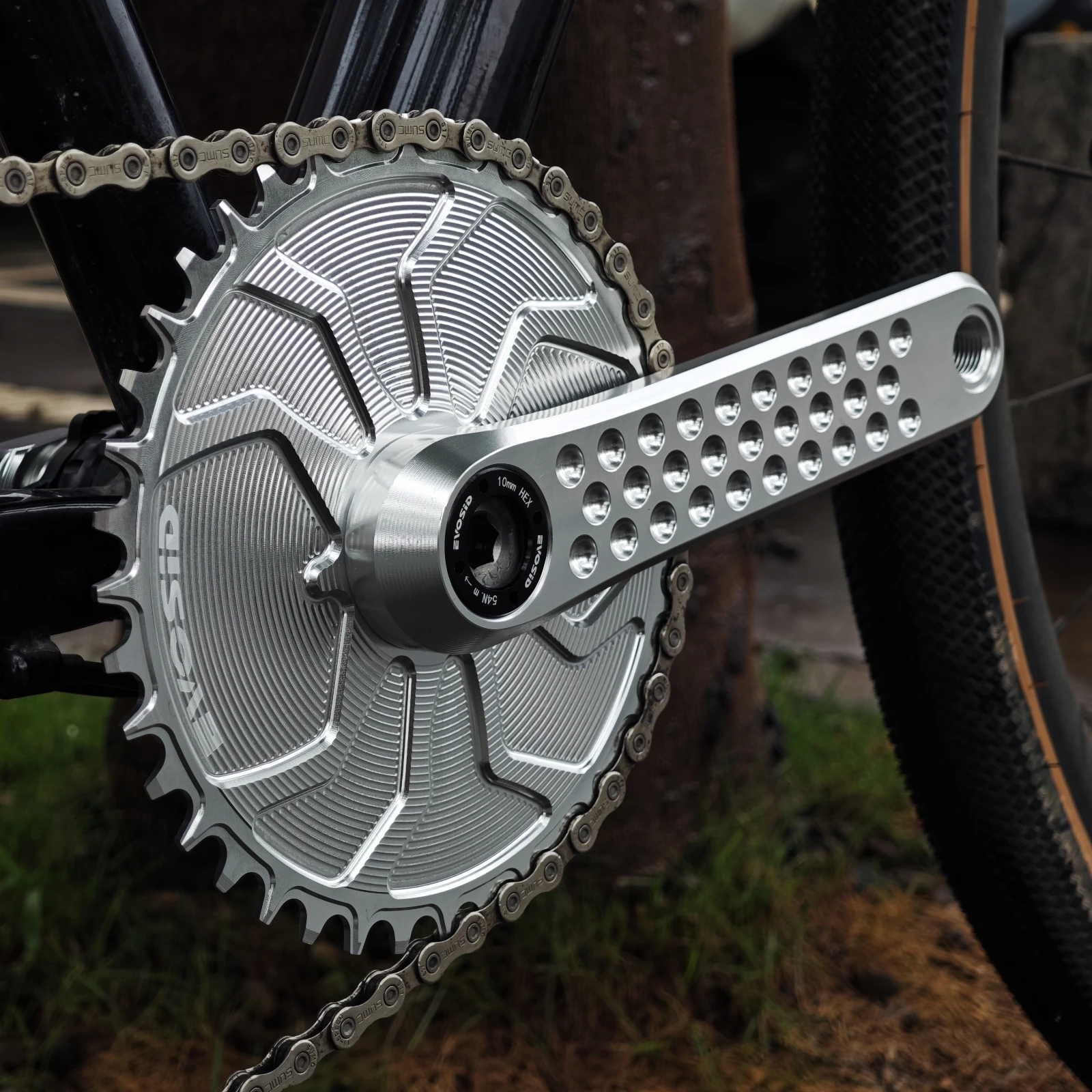 EVOSID Gravel Rennrad 3-Loch-Kettenblatt schmale breite Zähne, 0 mm Versatz, 40T-56T Rundscheibe, 8-13-Gang-Kette, solide Scheibe – Detail 12