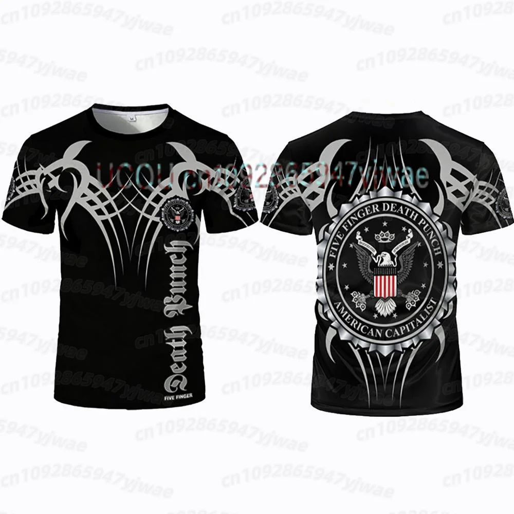 26 Sommer Herren 5FDP Five Finger Death Punch Skull T-Shirt Kurzärmeliges T-Shirt mit Matrosenkragen in großer Größe für Männer und Frauen