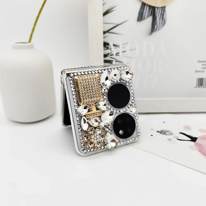 Diamond-Studded Phone Case for Huawei P50Pocket Folding Screen S, Anti-Fall Female Princess Protective Cover