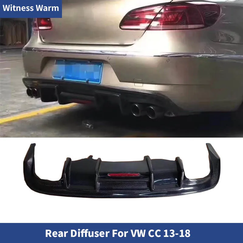 Carbon Fiber Rear Lip with Led Light for Volkswagen Car Cc Spoiler 2013-2017 Rear Bumper Exhaust Diffuser Lip Body Kit