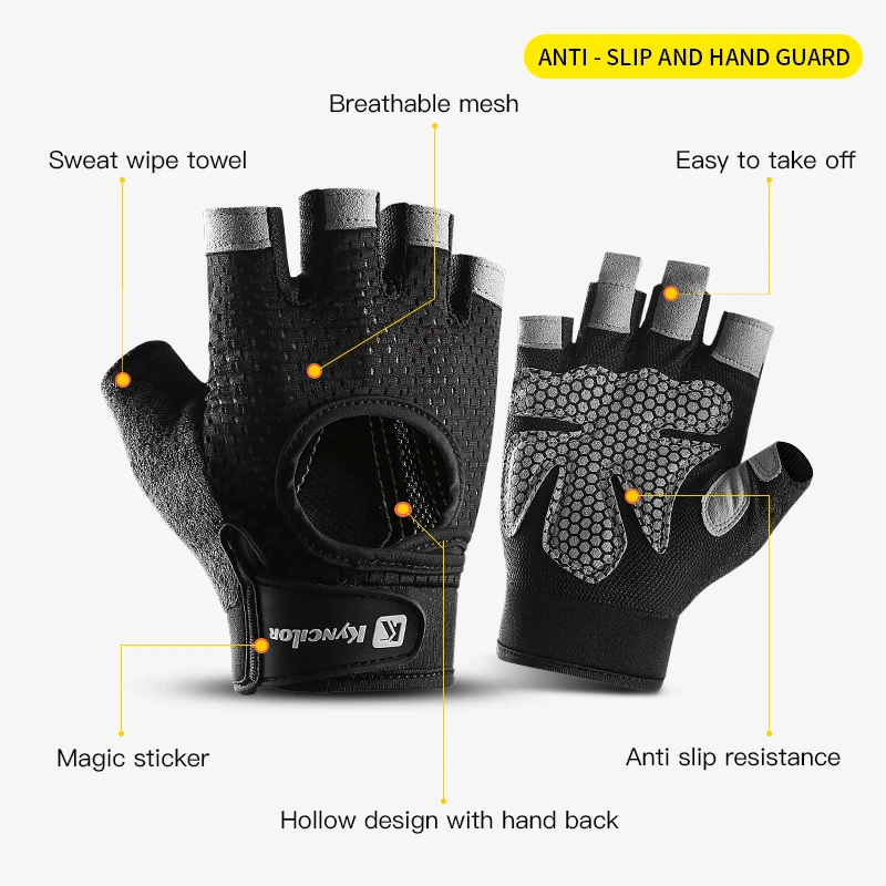 Sports Fitness Men And Women Weightlifting Breathable Non-Slip Silicone Half-Finger Cycling Gloves