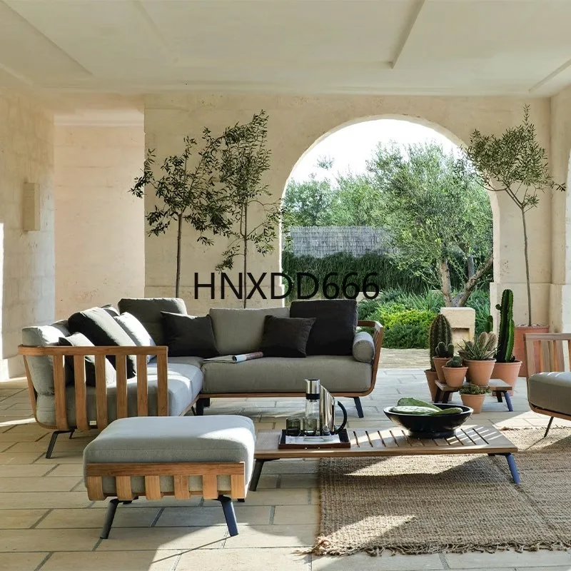 في الهواء الطلق الروطان خشب الساج طقم أريكة فيلا حديقة الترفيه فناء الأثاث ترتيب جلوس مريح للترفيه #5