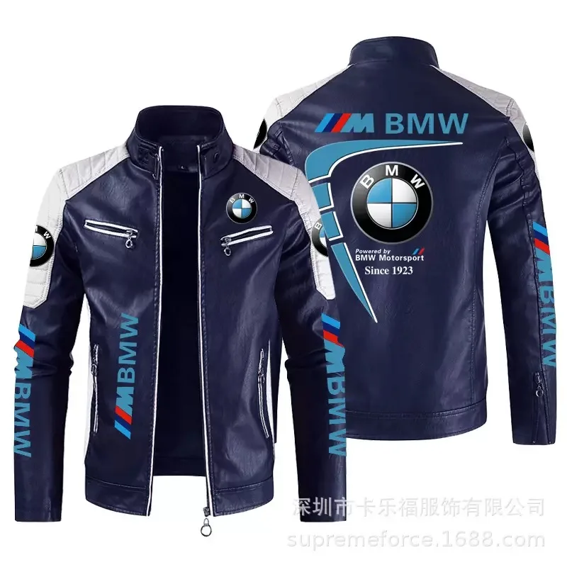 

BMW Motorcycle Logo Printed Leather Jacket PU Leather Jacket Four Seasons BMW Motorsport Team Men's Cycling Wear Team Jacket
