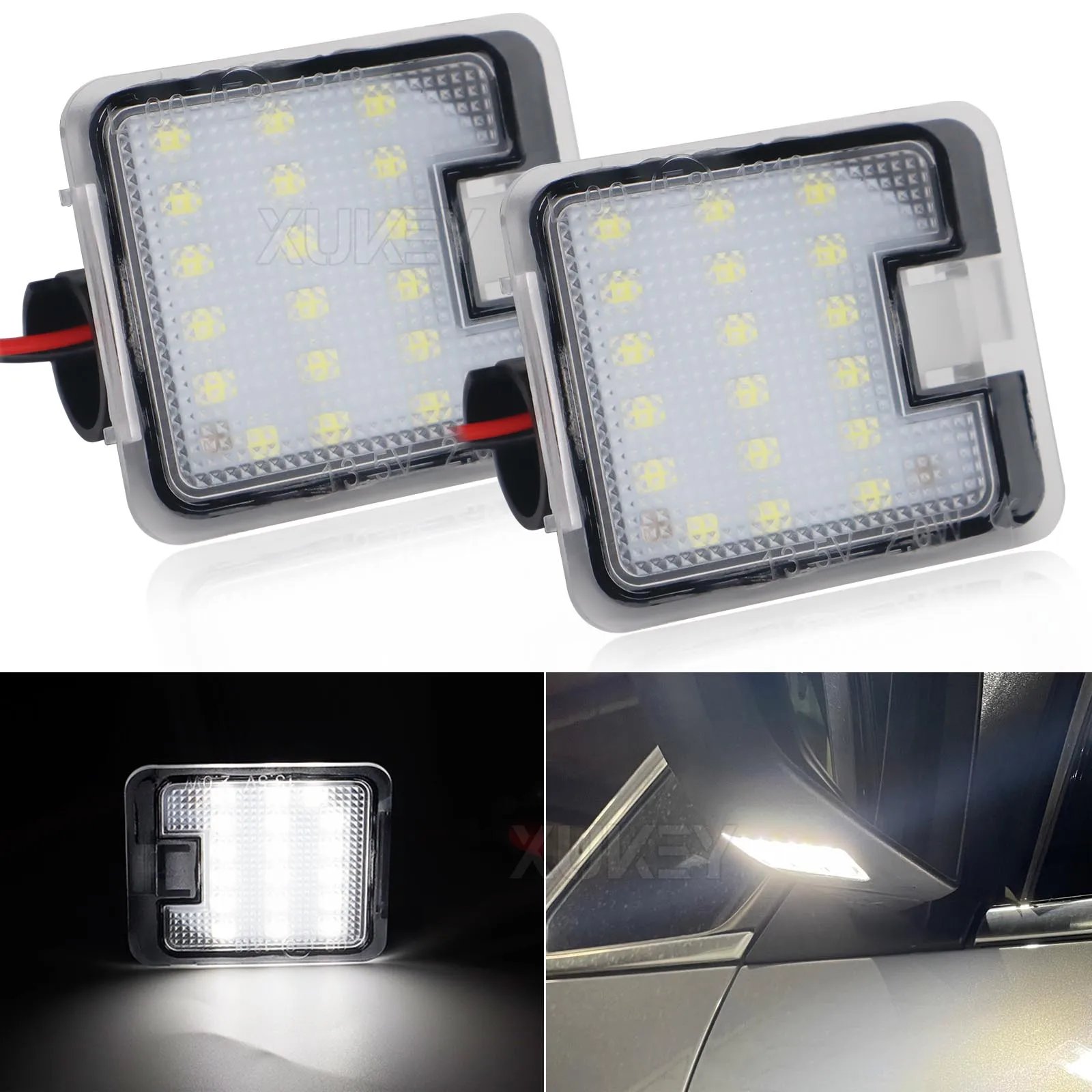 2Pcs Canbus LED Under Mirror Puddle Light For Ford Focus MK3 Mondeo MKIV Kuga II C-Max II Escape Welcome Side Indicator Lamp