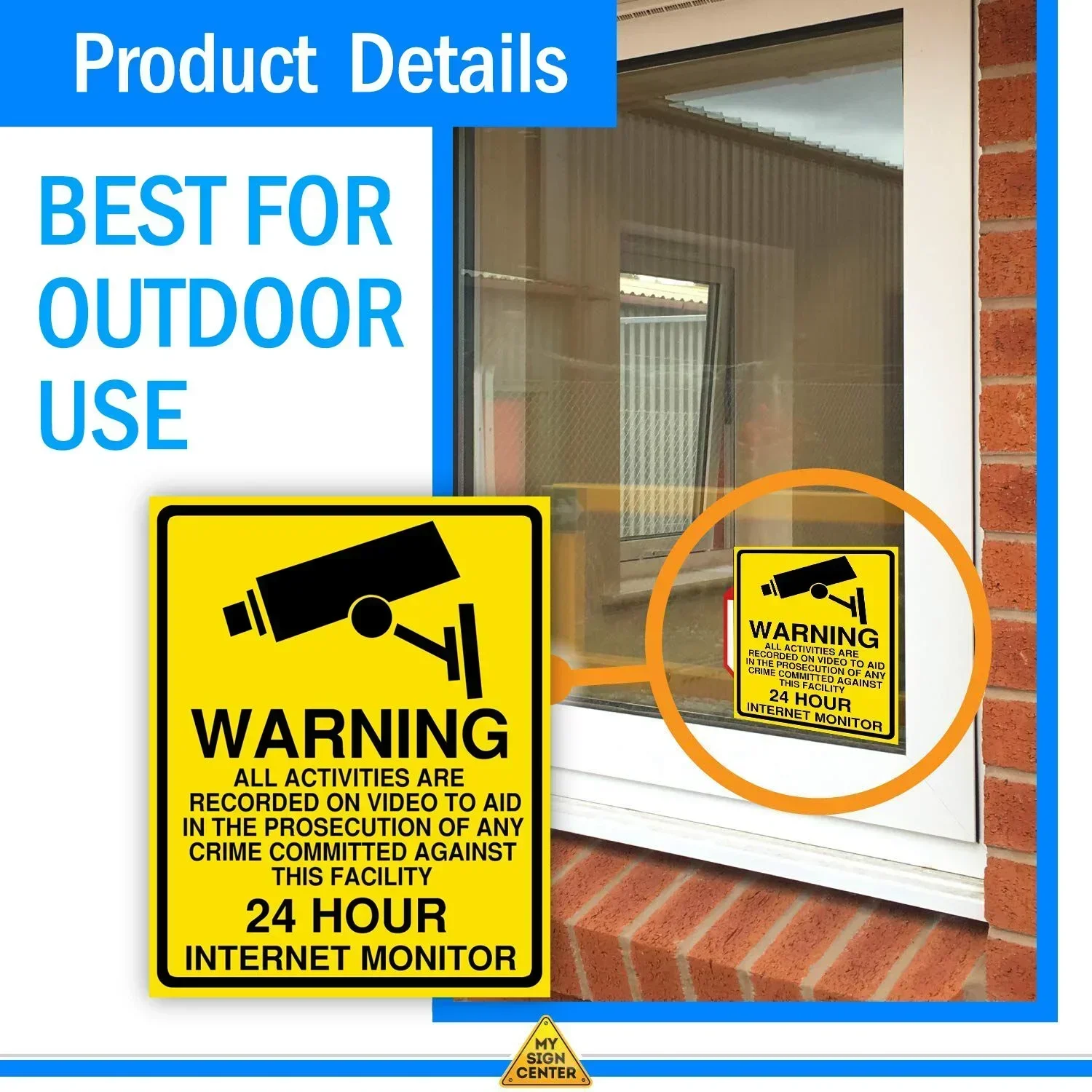 1/3/5pcs Warning Stickers Video Surveillance Safety Stickers Signs PVC Camera Alarm Stickers Waterproof Sunproof Home