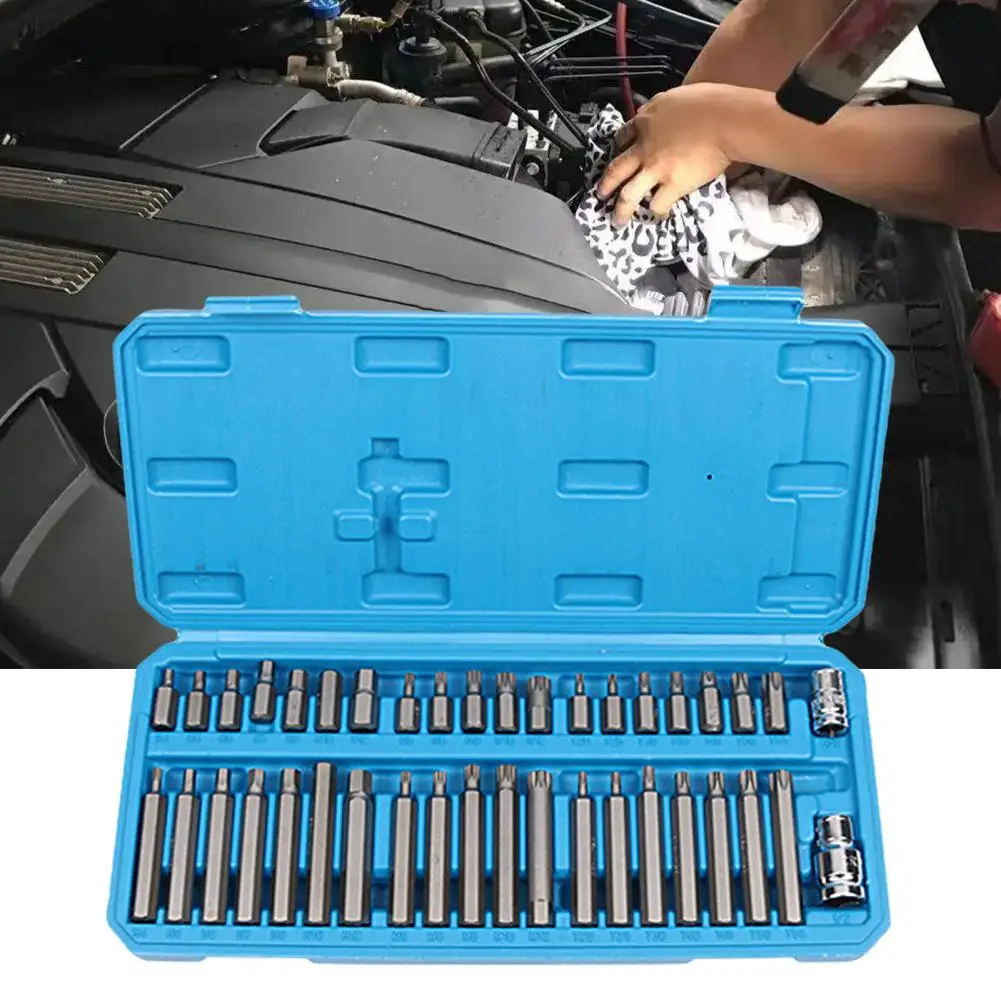 

40Pcs/Set Screwdriver Bit Set High Hardness Wear-resistant Compact Stable Steel Sturdy Torx Screwdriver Bit Set for Cars