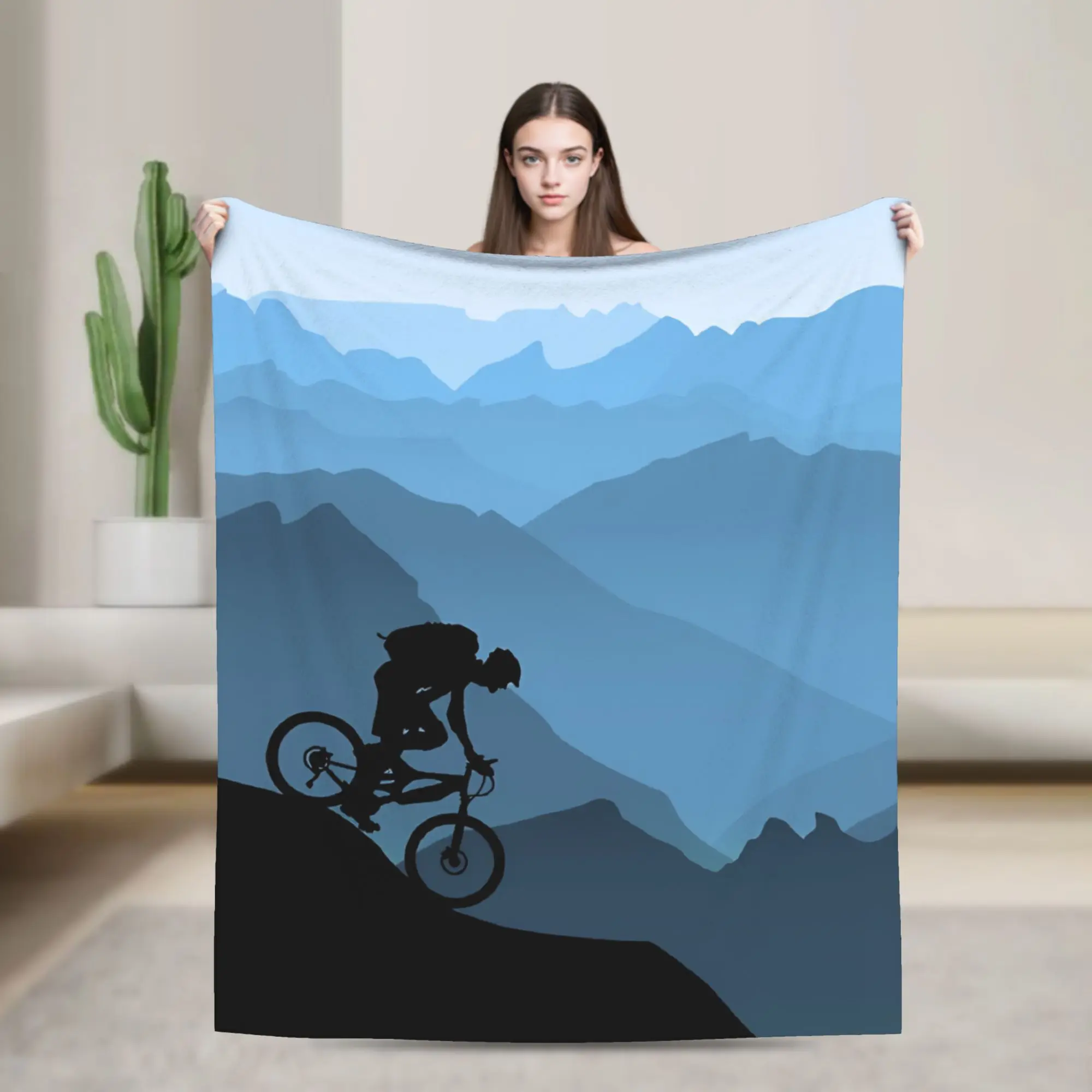 Cycling On The Mountain Bike Soft Warm Blanket Mtb Bike Track Plush Throw Blanket Living Room Flannel Bedspread Bed Cover