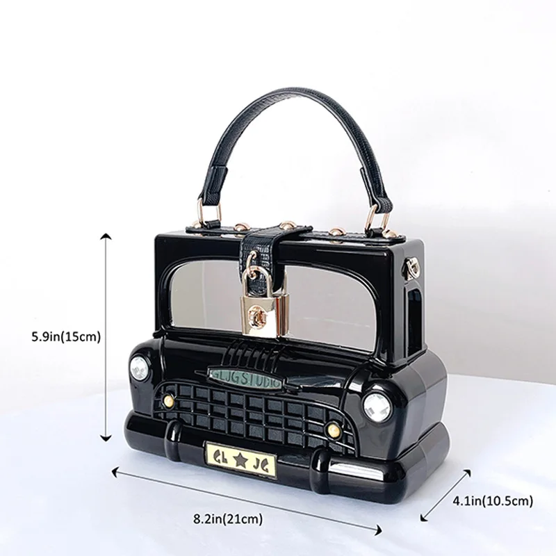 Black Car Shape Women Handbag Shoulder Bag Acrylic Box Style Purse Crossbody Bag Female Party Clutch Designer Evening Bag 2022