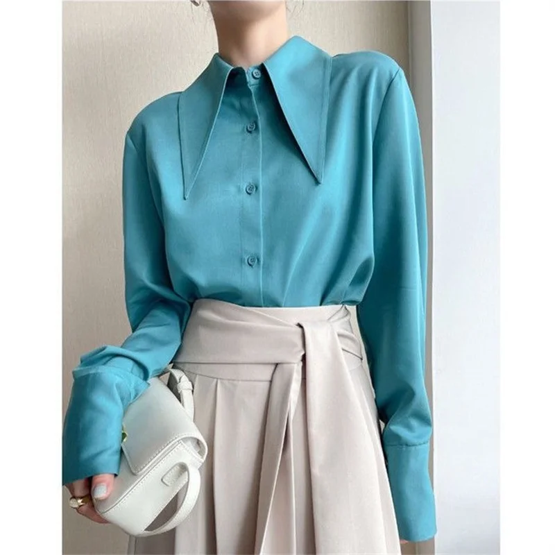 Woman Spring Autumn Style Blouses Shirts Lady Casual Long Sleeve Peter Pan Collar Blusas Tops DF4848