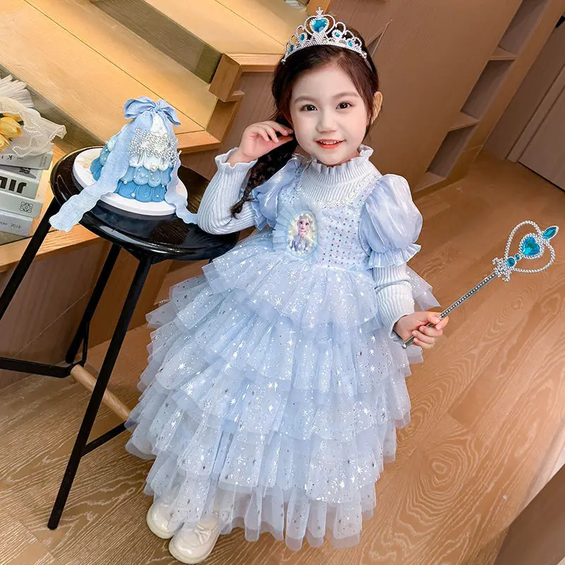 2025 New Style Girl Sequin Princess Dress Embroidery Clash Cake Clothes Dress Puff Sleeve Gown New Birthday Party Eid DayClothes