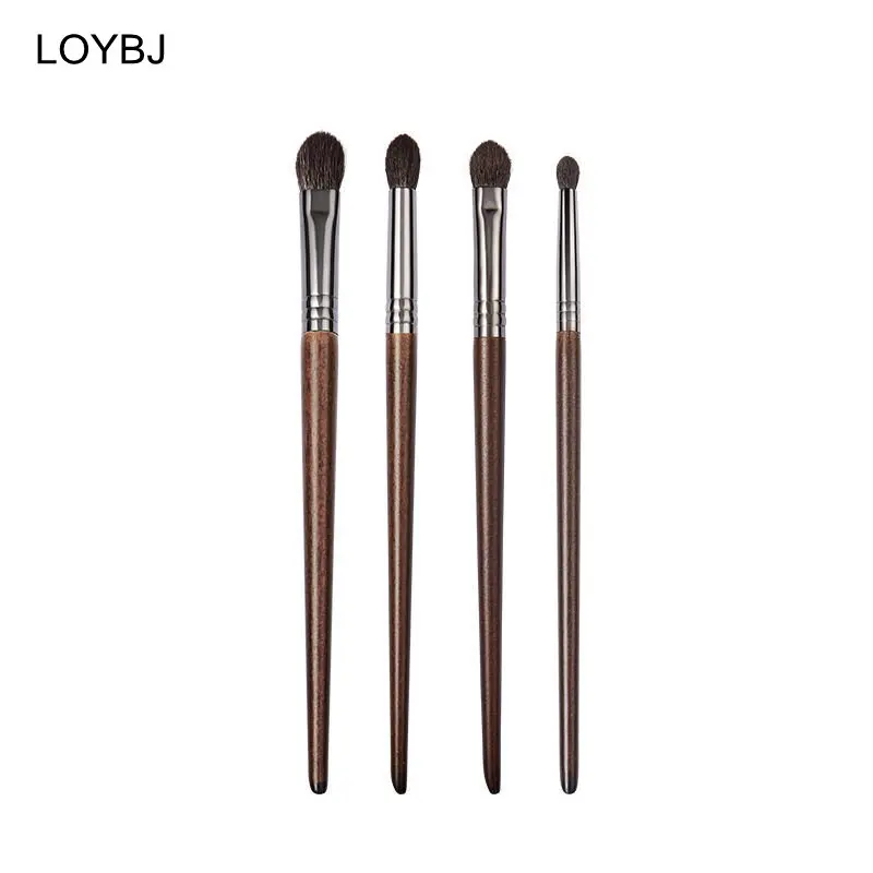 LOYBJ 4pcs Eyeshadow Brush Goat Hair Eye Makeup Brushes Cosmetic Liner Eye Shadow Contour Blending Details Make Up Brush Tools