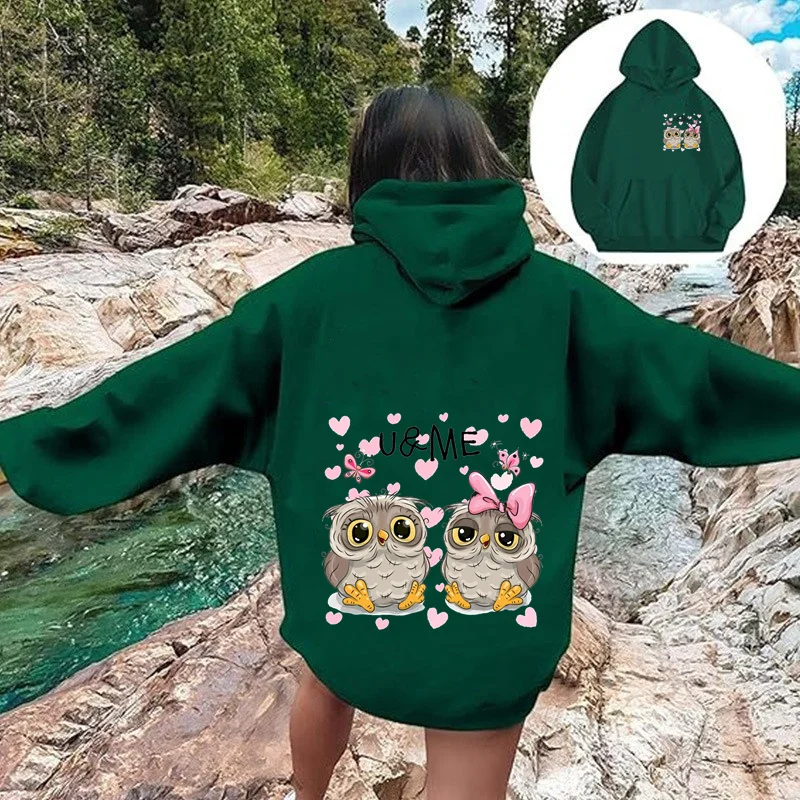 Owl Hoodie Pattern Elegant Designer Sports and Leisure Street Dress Manga Girl Hoodie Anime Y2K Street Dress Pattern