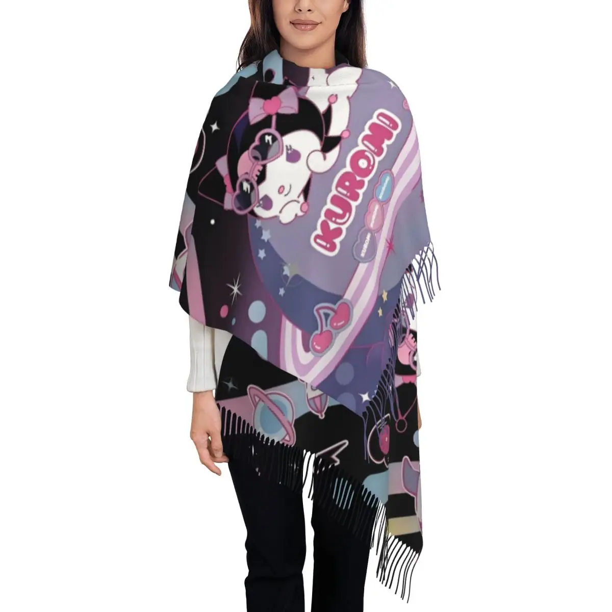 

Шарф на заказ для женщин, длинные зимне-осенние теплые шаль с кисточками, унисекс, милые шарфы в стиле аниме