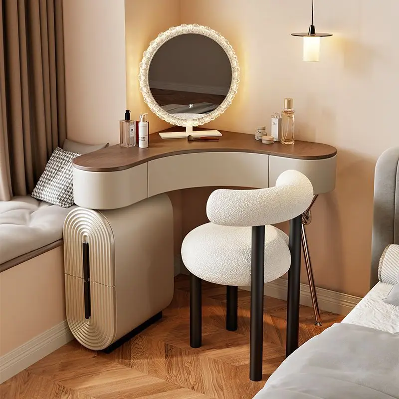 Factory Direct 2026 Top Rated Bedroom Small Apartment Comb Makeup Table Modern Simple Corner Dresser Bedside Storage Integrated
