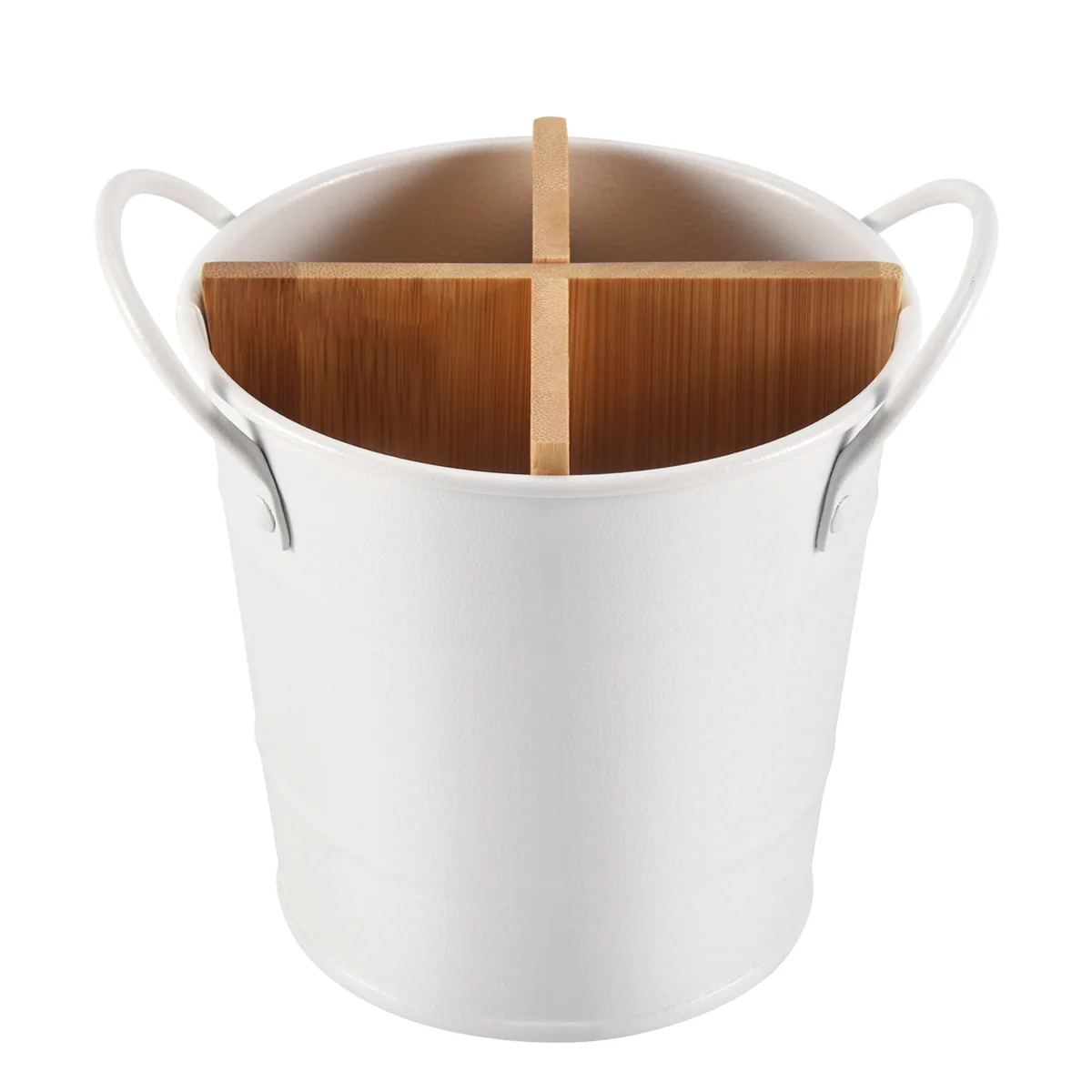 

ABAH Kitchen Cutlery Organizer Knife Stand Storage Holder Separate Spoon Fork Chopstick Kitchenware Cooking Tool Bucket White