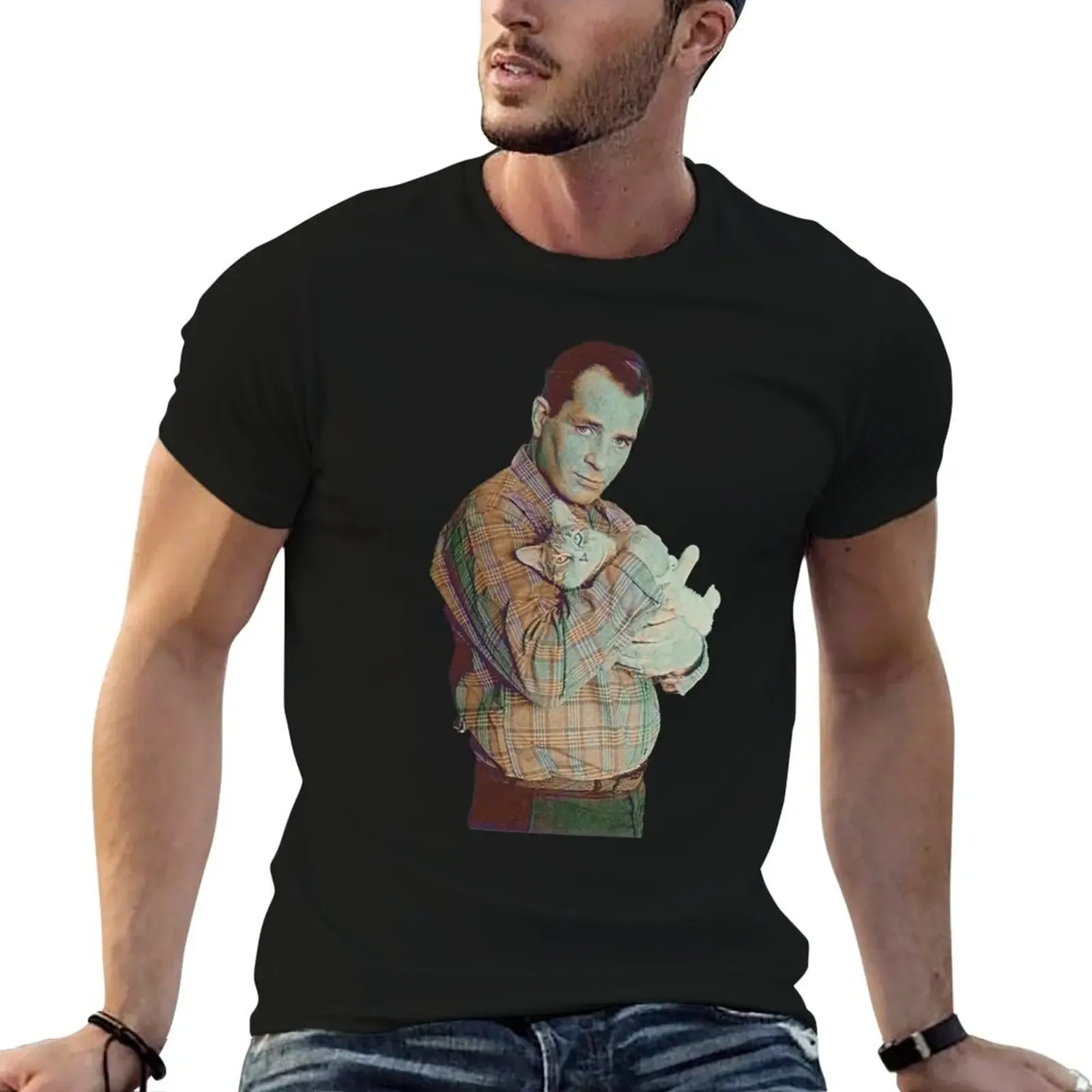 Jack Kerouac and His Cat T-Shirt vintage clothes customizeds vintage anime shirt custom shirt men clothes