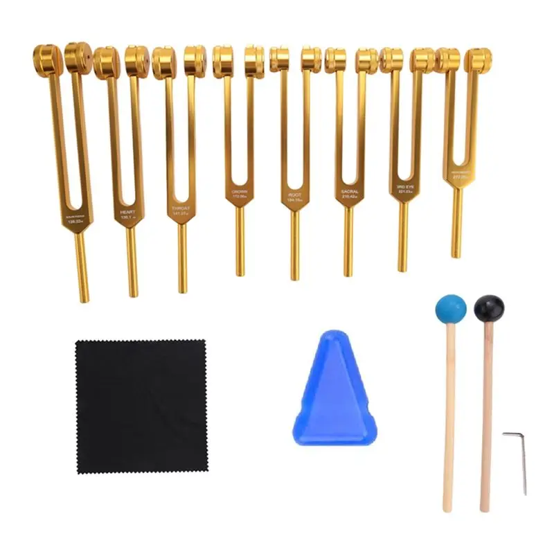 RTENTE-Chakra Tuning Fork Set, 7 Chakra+1 Soul Purpose Weighted Tuning Forks For Meditation,Yoga, Sound Healing