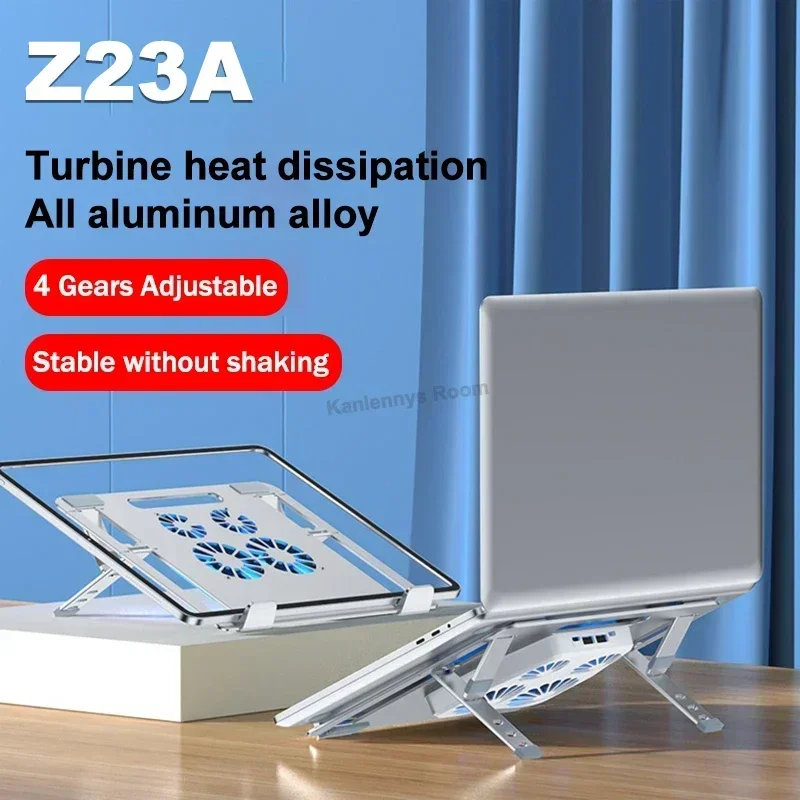 Z23A  Aluminum Alloy Multi Function Air-cooled Folding Adjustable 4 Cooling Fan Bracket for IPad Mini Tablet Notebook Radiator